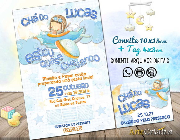 CONVITE DIGITAL C/TAG Chá de bebê Aviãozinho 3