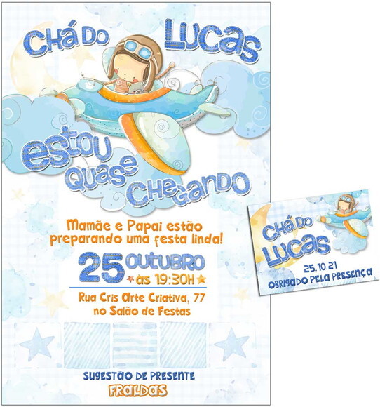 CONVITE DIGITAL C/TAG Chá de bebê Aviãozinho 3