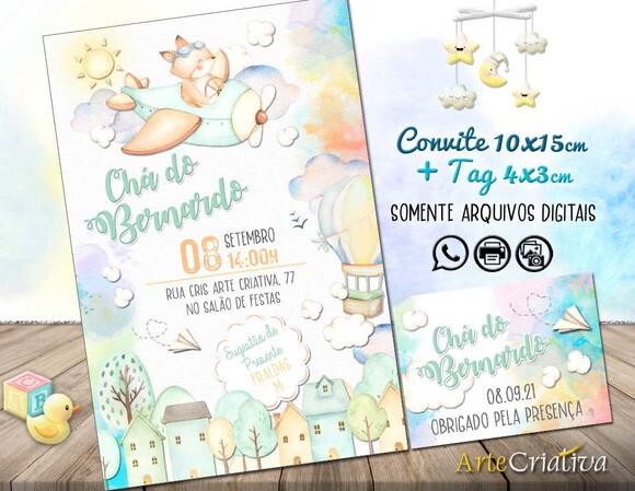 CONVITE DIGITAL C/TAG Chá de bebê Aviãozinho 5