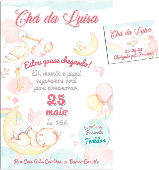 CONVITE DIGITAL C/TAG Chá de bebê Menina
