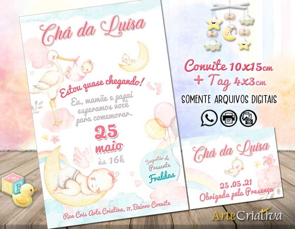 CONVITE DIGITAL C/TAG Chá de bebê Menina