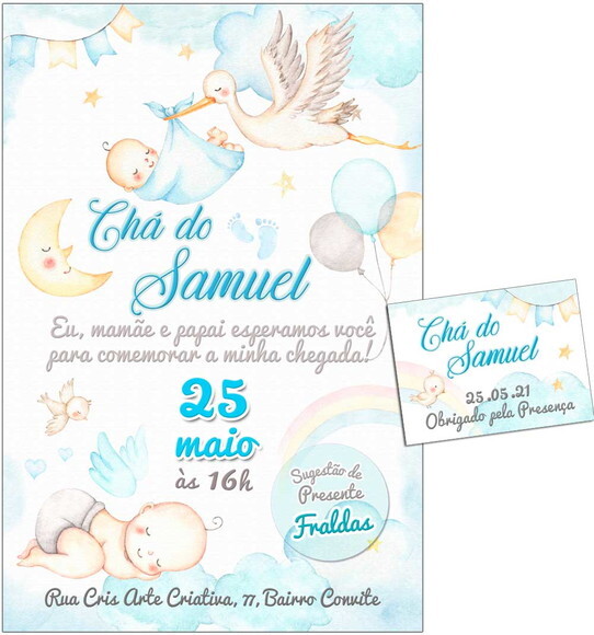 CONVITE DIGITAL C/TAG Chá de bebê Menino 10