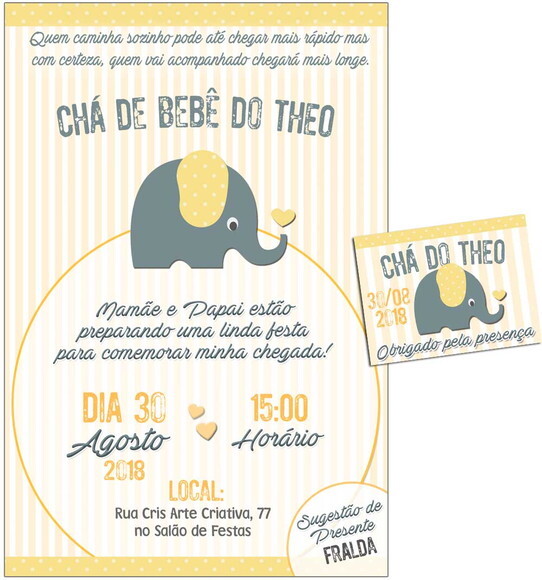 CONVITE DIGITAL C/TAG Chá de bebê Menino Elefantinho 2
