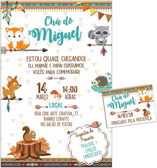 CONVITE DIGITAL C/TAG Chá de bebê Menino Raposa 3
