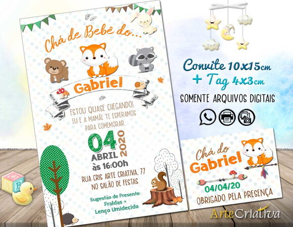 CONVITE DIGITAL C/TAG Chá de bebê Menino Raposa 6