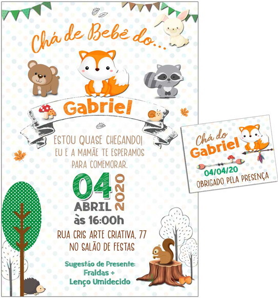 CONVITE DIGITAL C/TAG Chá de bebê Menino Raposa 6