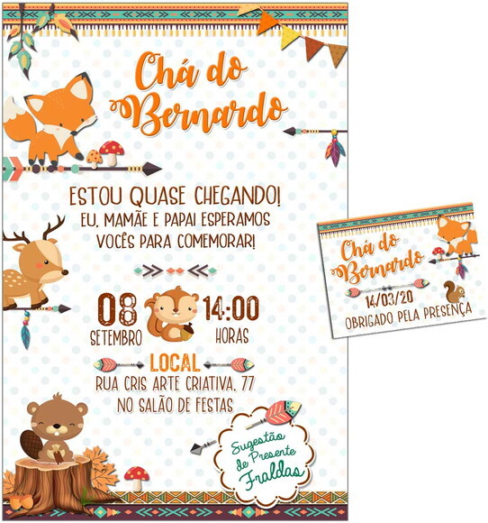 CONVITE DIGITAL C/TAG Chá de bebê Menino Raposa 5