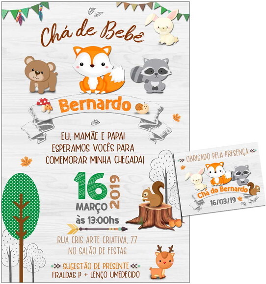 CONVITE DIGITAL C/TAG Chá de bebê Menino Raposa 4