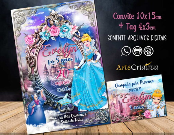 CONVITE DIGITAL C/TAG Cinderela Luxuosa