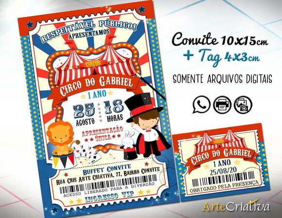 CONVITE DIGITAL C/TAG Circo Ingresso Menino 1
