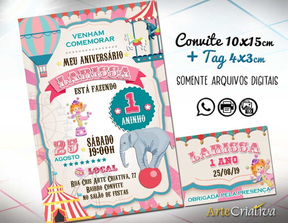 CONVITE DIGITAL C/TAG Circo Menina 6
