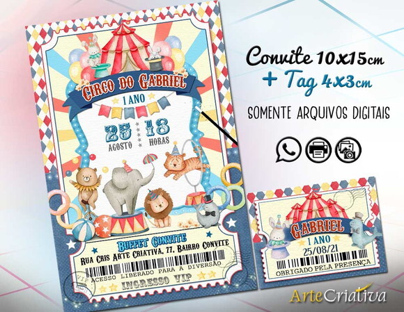 CONVITE DIGITAL C/TAG Circo Menino Ingresso