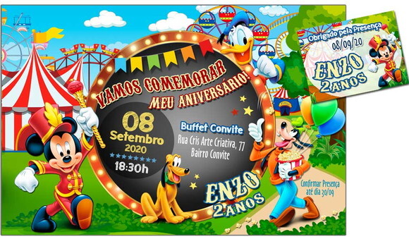 CONVITE DIGITAL C/TAG Circo Mickey Mouse 4