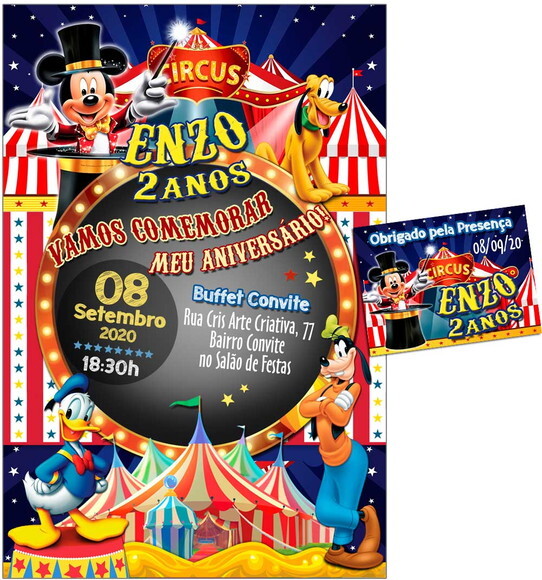 CONVITE DIGITAL C/TAG Circo Mickey Mouse 5