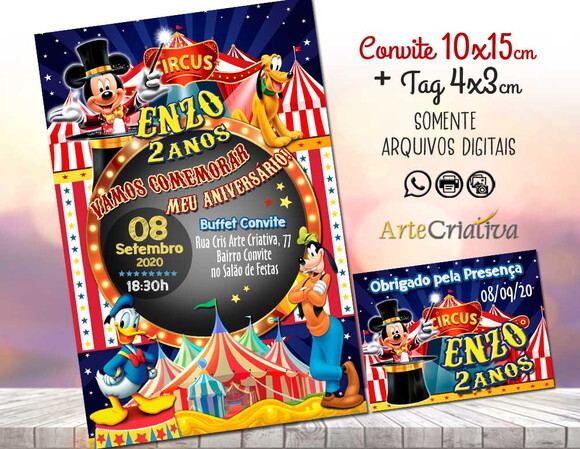 CONVITE DIGITAL C/TAG Circo Mickey Mouse 5