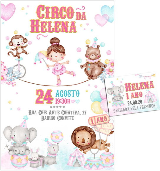 CONVITE DIGITAL C/TAG Circo Rosa 4