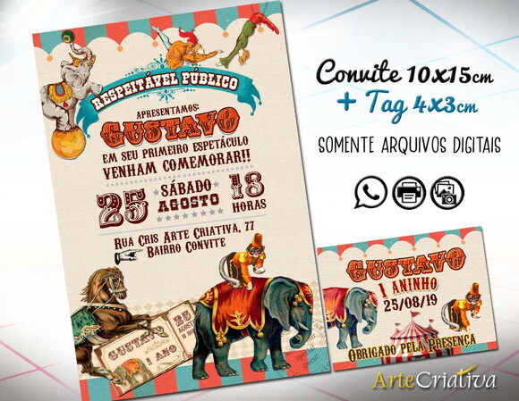 CONVITE DIGITAL C/TAG Circo Vintage