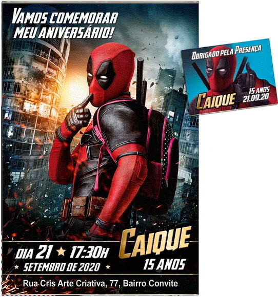 CONVITE DIGITAL C/TAG DeadPool 2
