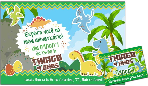 CONVITE DIGITAL C/TAG Dinossauro