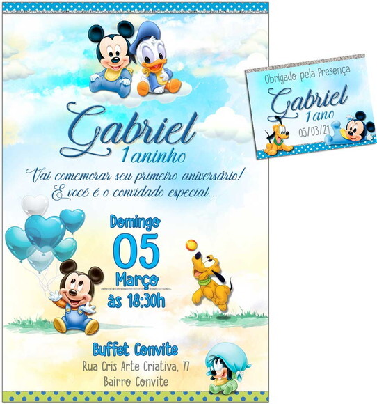 CONVITE DIGITAL C/TAG Disney Baby Menino