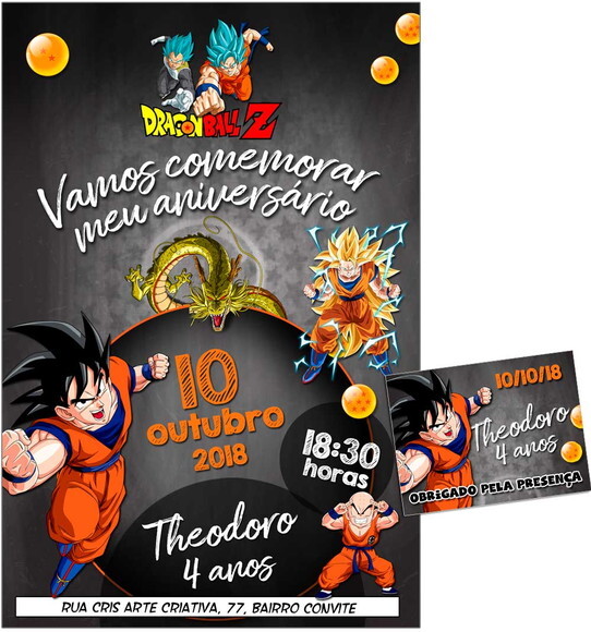CONVITE DIGITAL C/TAG Dragon Ball Chalk