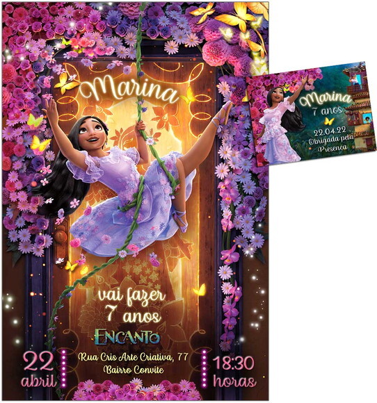 CONVITE DIGITAL C/TAG Encanto Disney Isabela