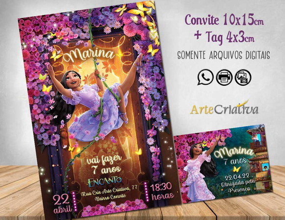 CONVITE DIGITAL C/TAG Encanto Disney Isabela