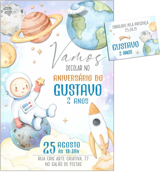 Convite Digital C/tag Espaço Astronauta 8