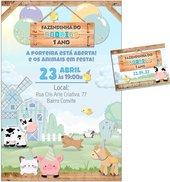CONVITE DIGITAL C/TAG Fazendinha Candy Menino 1