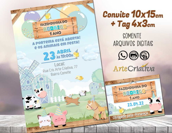 CONVITE DIGITAL C/TAG Fazendinha Candy Menino 1