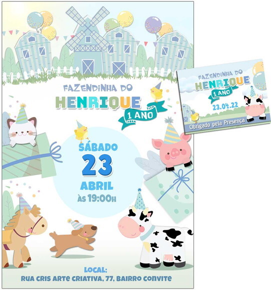 CONVITE DIGITAL C/TAG Fazendinha Candy Menino 2