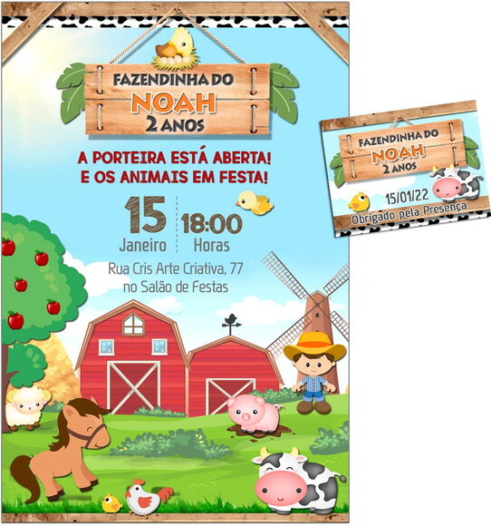 CONVITE DIGITAL C/TAG Fazendinha Menino