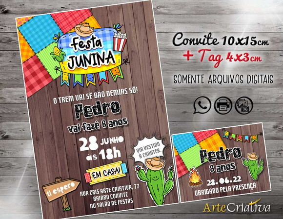 CONVITE DIGITAL C/TAG Festa Junina Menino 5
