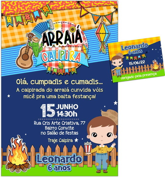 CONVITE DIGITAL C/TAG Festa Junina Menino 6