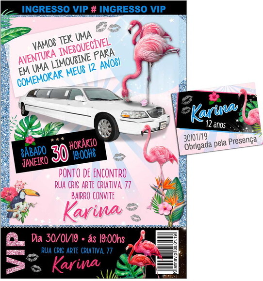 CONVITE DIGITAL C/TAG Festa Limousine Flamingo 2