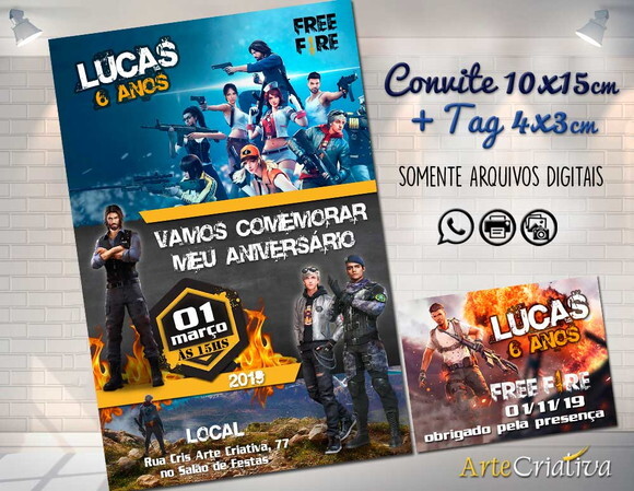 CONVITE DIGITAL C/TAG Free Fire