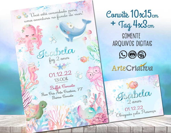 CONVITE DIGITAL C/TAG Fundo do Mar Aquarela 12