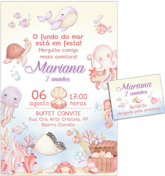 Convite Digital C/tag Fundo do Mar Aquarela 14