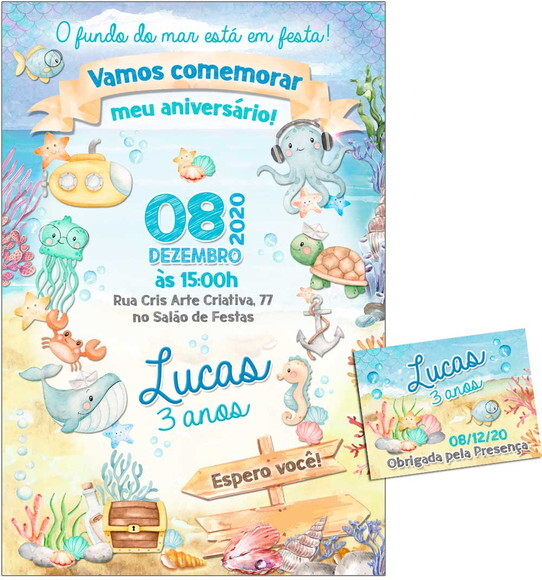 CONVITE DIGITAL C/TAG Fundo do Mar Aquarela 3