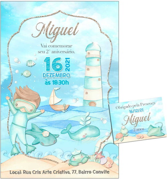 CONVITE DIGITAL C/TAG Fundo do Mar Aquarela 9