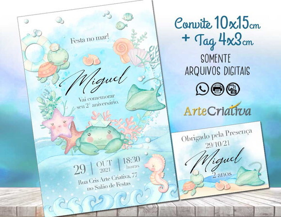CONVITE DIGITAL C/TAG Fundo do Mar Aquarela 8