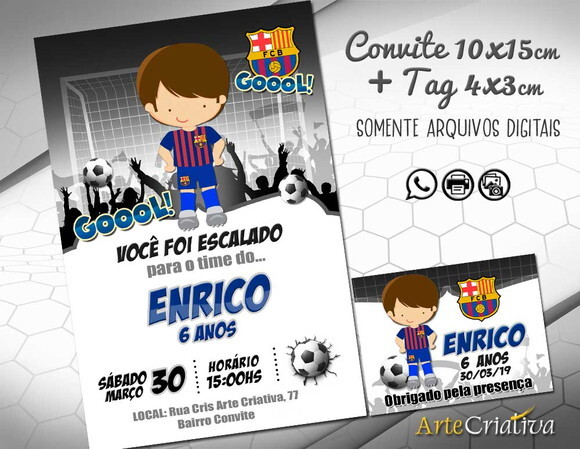 CONVITE DIGITAL C/TAG Futebol Barcelona Menino