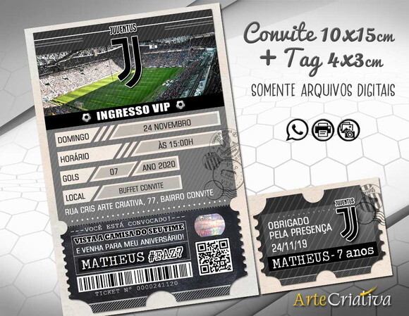 CONVITE DIGITAL C/TAG Futebol Ingresso Time da Juventus