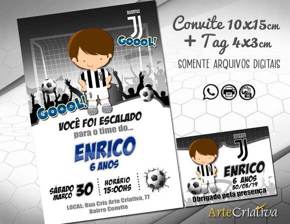 CONVITE DIGITAL C/TAG Futebol Time da Juventus Menino