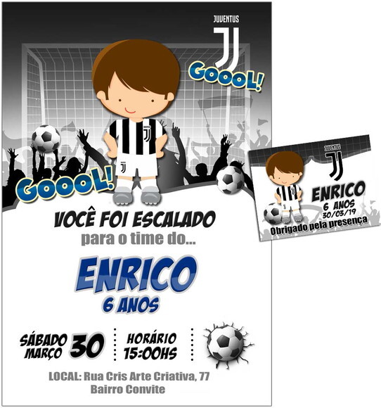 CONVITE DIGITAL C/TAG Futebol Time da Juventus Menino