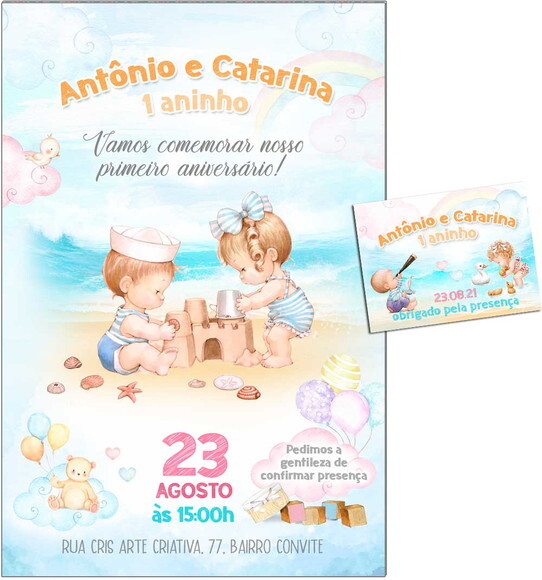 CONVITE DIGITAL C/TAG Gêmeos na Praia