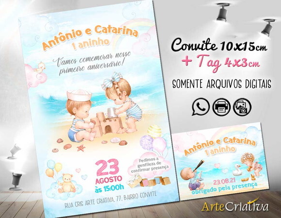 CONVITE DIGITAL C/TAG Gêmeos na Praia