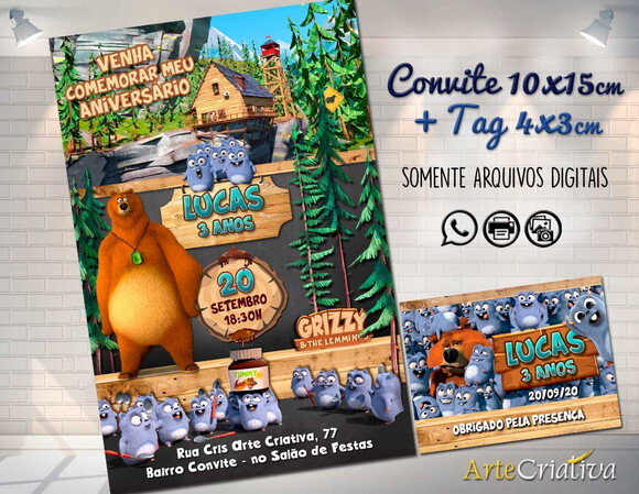 CONVITE DIGITAL C/TAG Grizzy and the Lemmings 2