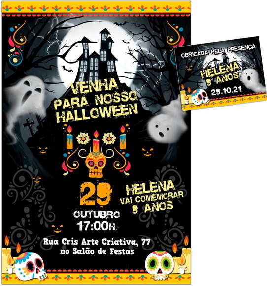CONVITE DIGITAL C/TAG Halloween la Muerte