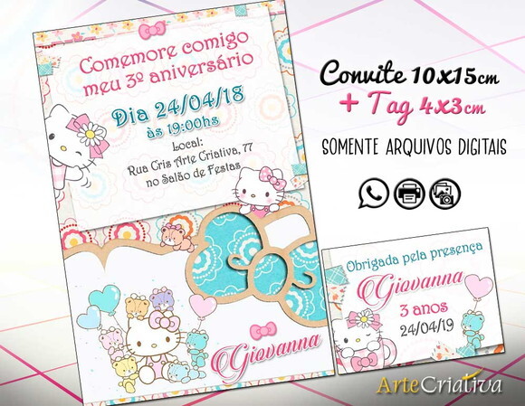 CONVITE DIGITAL C/TAG Hello Kitty 3